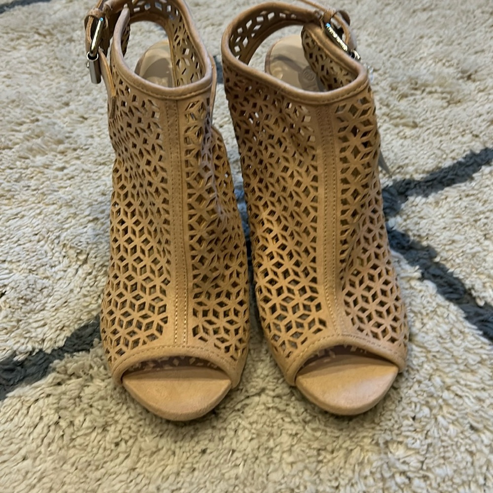 Pink suede heels